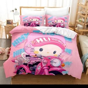 Hello Kitty Queen Duvet Comforter Cover with 2 Pillow Case Covers
